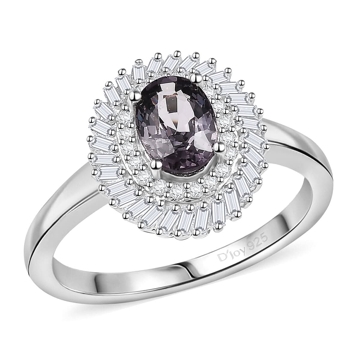 Premium Tanzanian Lavender Spinel, Diamond Ring in Rhodium Over Sterling Silver (Size 10.0) 1.20 ctw