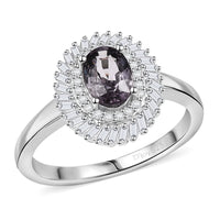 Premium Tanzanian Lavender Spinel, Diamond Ring in Rhodium Over Sterling Silver (Size 10.0) 1.20 ctw