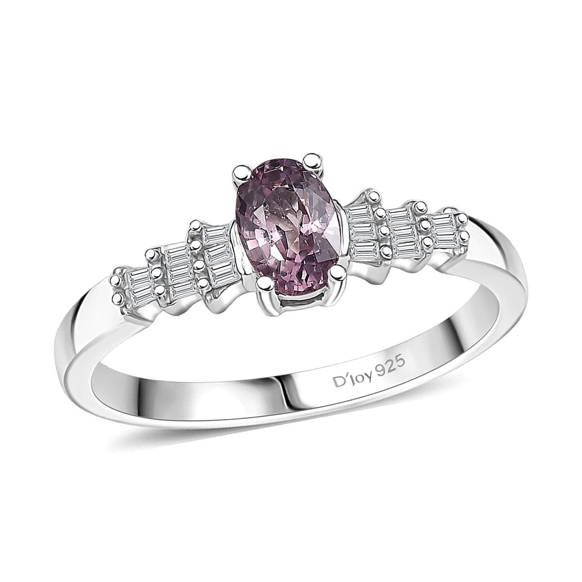 Tanzanian Lavender Spinel and Diamond 0.65 ctw Ring in Rhodium Over Sterling Silver
