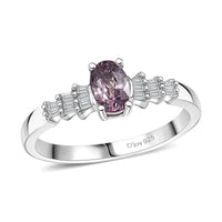 Tanzanian Lavender Spinel and Diamond 0.65 ctw Ring in Rhodium Over Sterling Silver