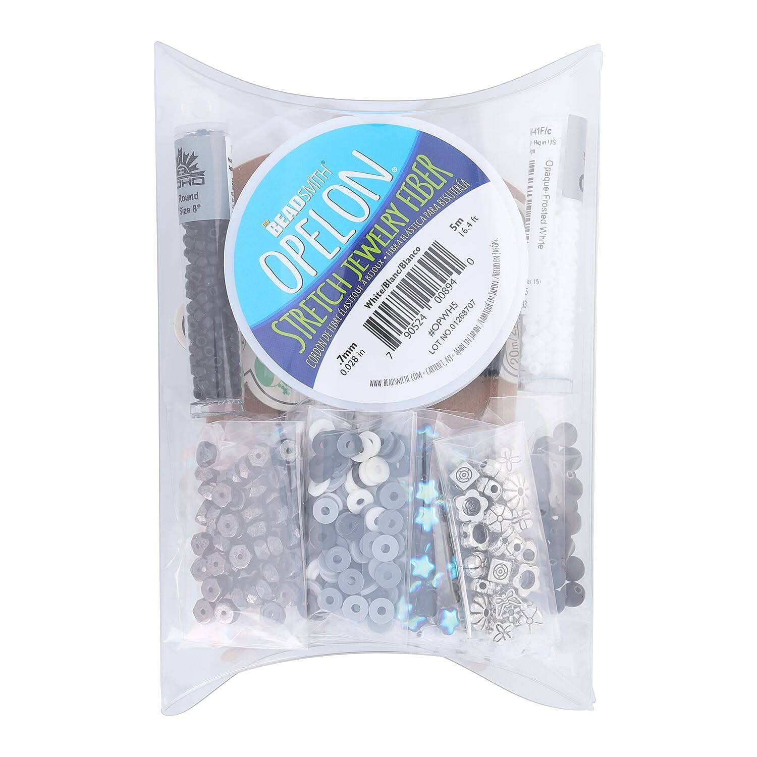 Gem Craft Studio Black and White Stretch Friendship Bracelet Kit