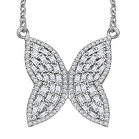 GP Diamond 1.00 ctw Butterfly Necklace in Rhodium Over Sterling Silver 18 Inches (Del. In 12-15 Days)