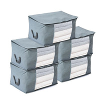 Set of 5 Dark Grey Non-Woven Fabric Storage Bag with Clear Window