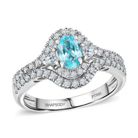 Certified & Appraised Rhapsody AAAA Paraiba Tourmaline and E-F VS2 Diamond 2.00 ctw Ring in 950 Platinum 7.60 Grams