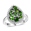 Chrome Diopside and White Zircon 1.65 ctw Ring in Rhodium Over Sterling Silver - Sticky add to cart bar