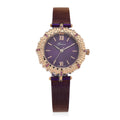 Genoa Purple Austrian Crystal Japanese Movement Watch with ION Plated Purple Stainless Steel Mesh Strap - Sticky add to cart bar