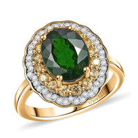 Chrome Diopside and Multi Gemstone 3.40 ctw Ring in 18K Vermeil Yellow Gold Over Sterling Silver (Size 10.0)