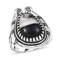Artisan Crafted White Buffalo 6.00 ctw Ring in Black Oxidized Sterling Silver (Size 10.0)