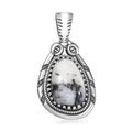 D'Joy Artisan Crafted White Buffalo 5.80 ctw Howdy Pendant without Chain in Black Oxidized Sterling Silver - Sticky add to cart bar