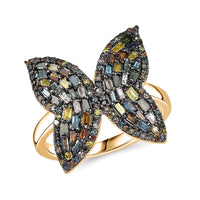 GP Diamond Butterfly Ring in Rhodium Over Sterling Silver (Size 10.0) 1.00 ctw