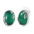 Karis Verde Onyx 11.90 ctw Flower and Leaves Stud Earrings in Platinum Bond - Sticky add to cart bar