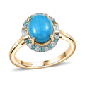 Certified & Appraised Luxoro AAA Sleeping Beauty Turquoise, AAAA Paraiba Tourmaline and Diamond E-F I2 2.81 ctw Ring in 10K Yellow Gold (Size 10.0) (Del. in 10-12 Days) - Sticky add to cart bar