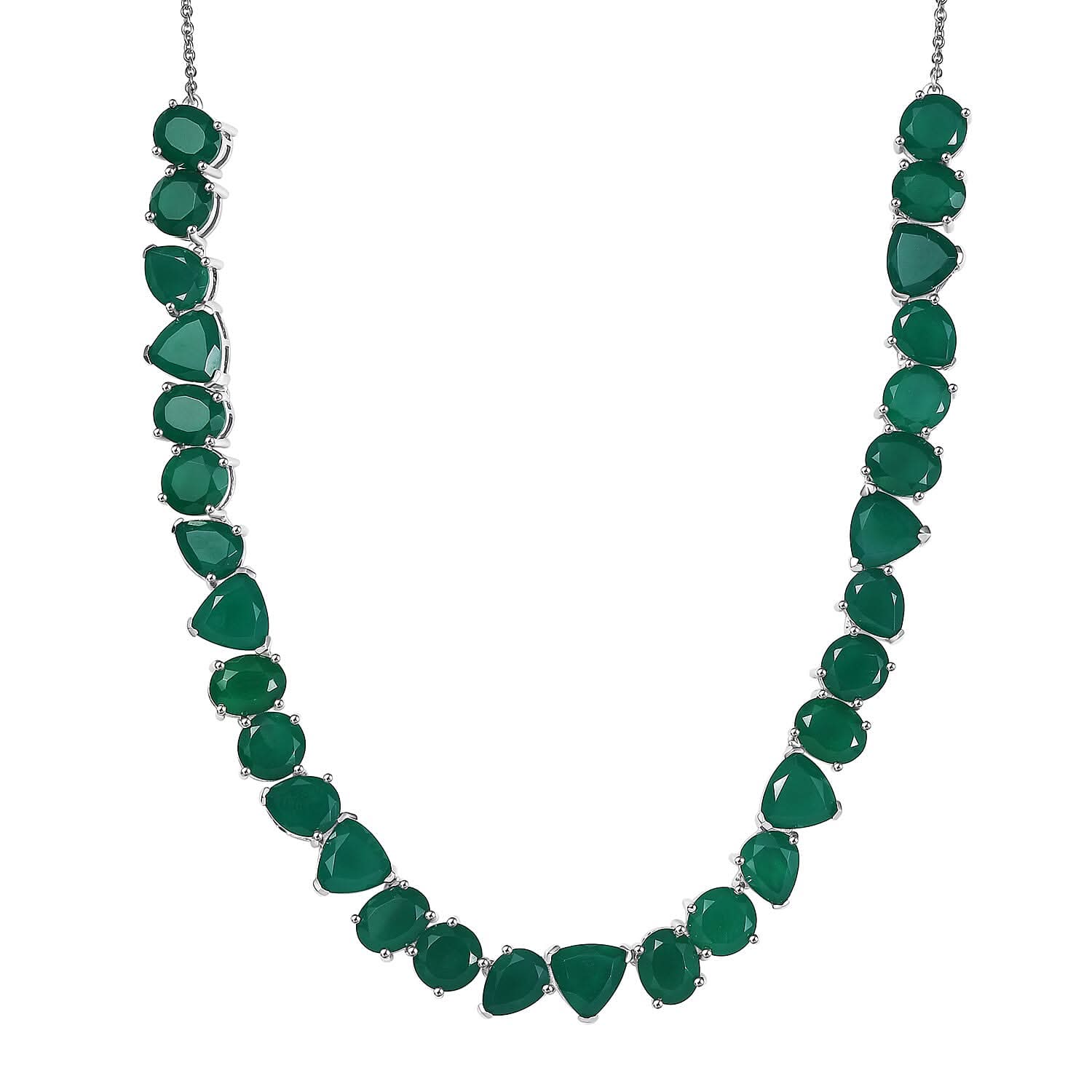 Karis Verde Onyx 56.00 ctw Flowing Vines Necklace 18 Inches in Platinum Bond