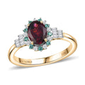 Certified & Appraised Luxoro AAA Radiant Amber Garnet, AAAA Paraiba Tourmaline and Diamond E-F I2 1.76 ctw Ring in 10K Yellow Gold (Size 10.0) - Sticky add to cart bar