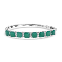 Karis Verde Onyx and White Zircon 15.50 ctw Bangle Bracelet in Platinum Bond (7.25 In)