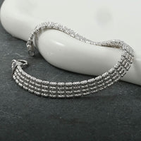 Italian Multi Beaded Chain Bracelet in Rhodium Over Sterling Silver (7.00 In) 10.3 Grams