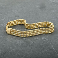 14K YG Over Sterling Silver Multi Beaded Chain Bracelet (7.50 In) (11 g)