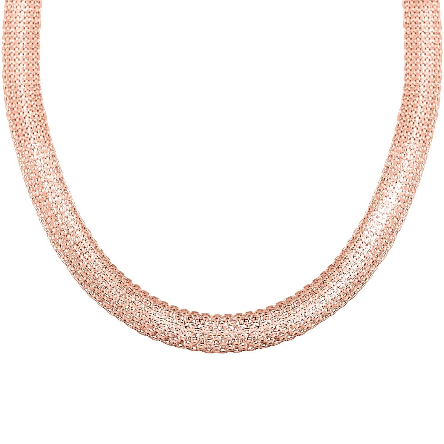Bismark Chain Necklace in 14K Rose Gold Over Sterling Silver 15.9 Grams 18 Inches