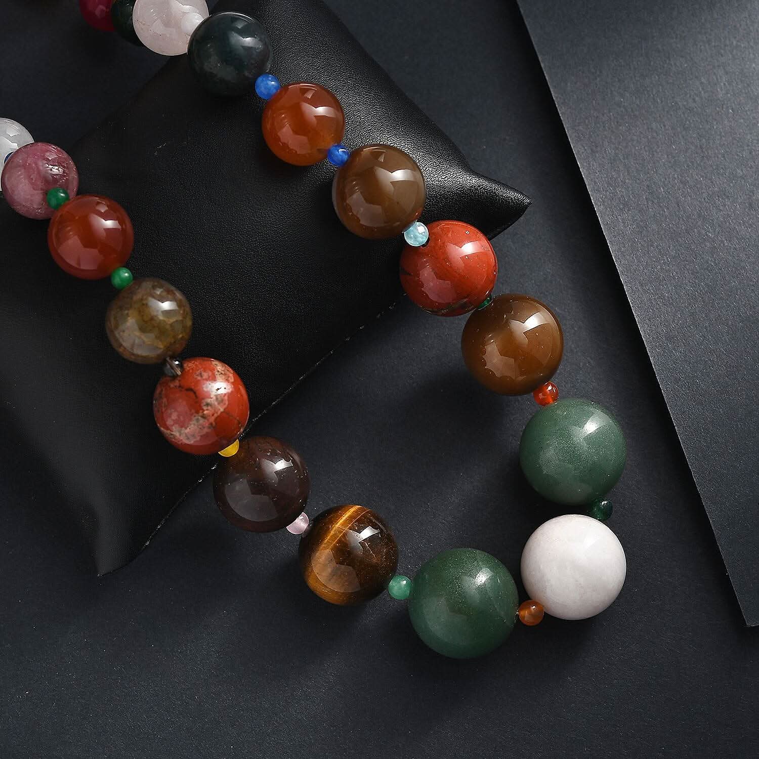 Multi Gemstones 700.00 ctw Necklace in 18K YG Plated 20 Inhces