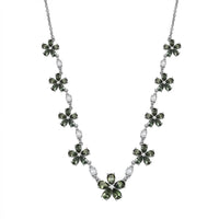 D'Joy Premium Malagasy Pine Apatite and White Zircon 11.35 ctw Floral Canopy Necklace in Rhodium Over Sterling Silver 18 Inches