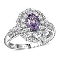 Premium Tanzanian Lavender Spinel and White Zircon 2.00 ctw Ring in Rhodium Over Sterling Silver (Size 10.0)
