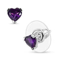 D'Joy African Amethyst 0.85 ctw Heart Stud Earrings in Rhodium Over Sterling Silver - Sticky add to cart bar