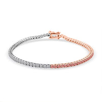 Luxuriant Lab Grown Pink Diamond (IR), Lab Grown Diamond 3.15 ctw Bracelet in 14K White and Rose Gold (7.25 In) 7.71 Grams