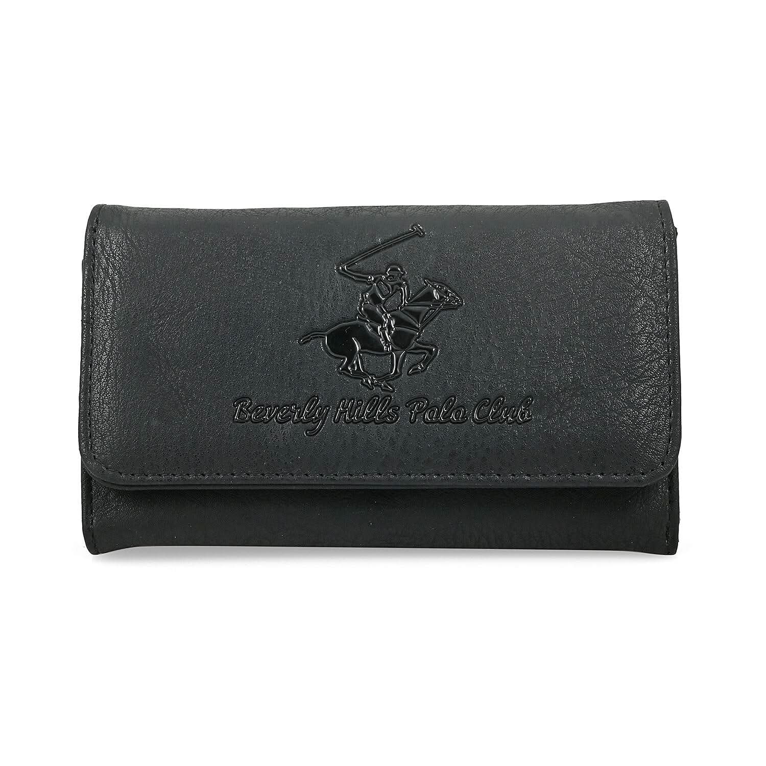 Beverly Hills Polo Club Black Vegan Leather Wallet (7"x4"x1")