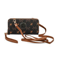 Beverly Hills Polo Club Brown Logo Pattern Vegan Leather Wristlet Wallet or Crossbody Bag - Sticky add to cart bar