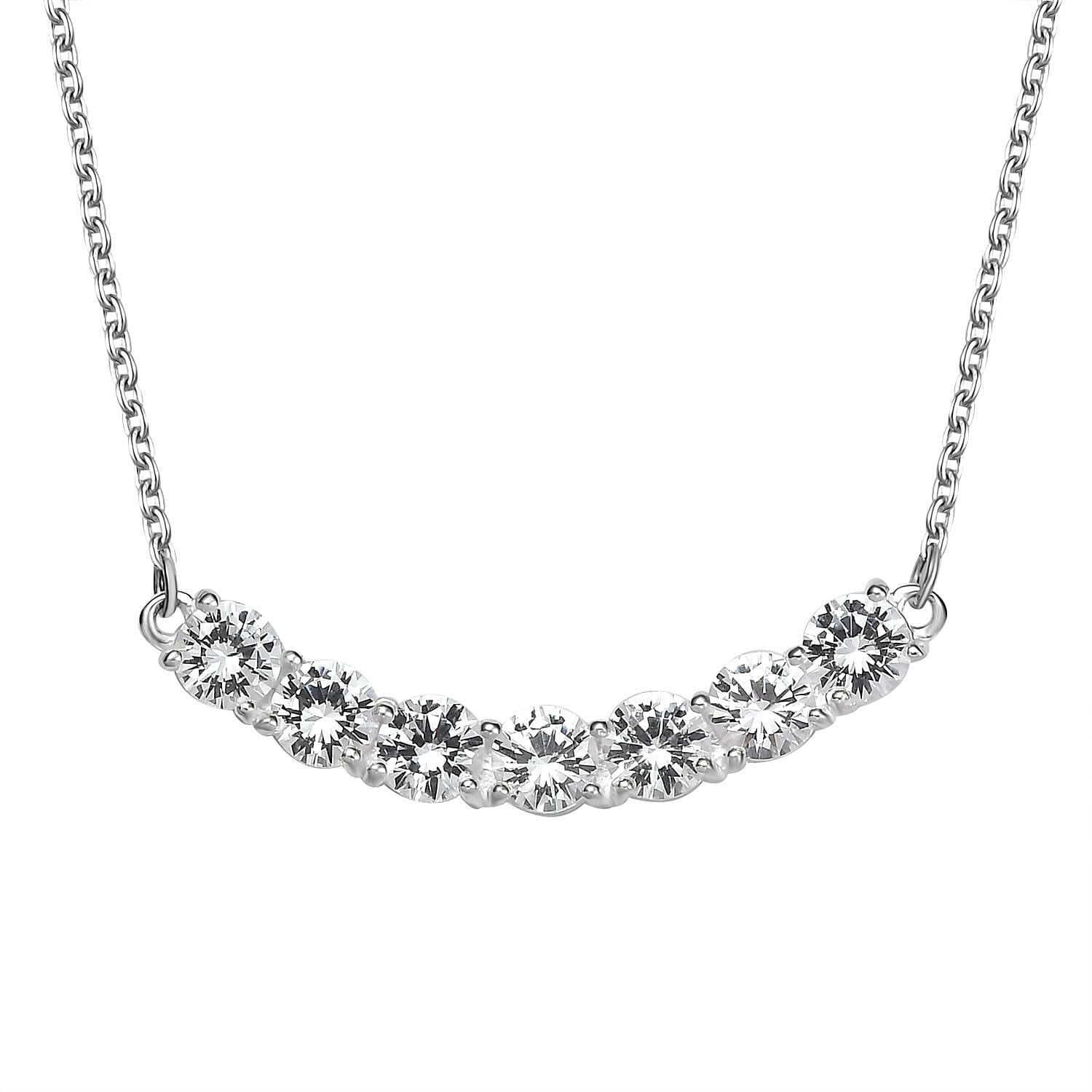 D'Joy Lab Created White Sapphire 4.20 ctw Fancy Necklace in Sterling Silver 18-20 Inches