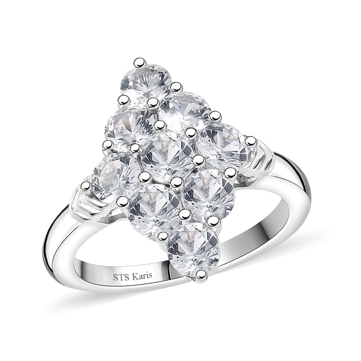 Karis Lab Created White Sapphire Fancy Ring Platinum Bond (Size 10.0) 2.80 ctw