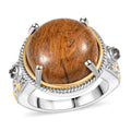 Script Stone and Brazilian Smoky Quartz 10.40 ctw Solitaire Ring in 14K YG and Platinum Over Copper (Size 10.0) - Sticky add to cart bar