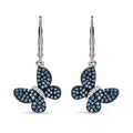 Venice Blue Diamond I1-I2 and Diamond 0.50 ctw Butterfly Earrings in Rhodium Over Sterling Silver - Sticky add to cart bar