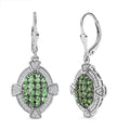 D'Joy Premium Tsavorite Garnet and White Zircon 2.25 ctw Art Deco Earrings in Rhodium Over Sterling Silver - Sticky add to cart bar