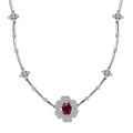 GP Italian Garden Collection Premium Niassa Ruby and White Zircon 6.65 ctw Necklace in Rhodium Over Sterling Silver 18 Inches - Sticky add to cart bar