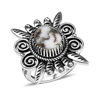 D'Joy Artisan Crafted White Buffalo 4.70 ctw Fancy Ring in Black Oxidized Sterling Silver (Size 10.0)