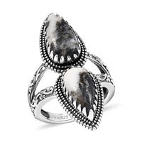 Artisan Crafted White Buffalo 6.00 ctw Fancy Ring in Black Oxidized Sterling Silver (Size 10.0)