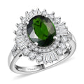 Chrome Diopside and Moissanite 3.60 ctw Ring in Rhodium Over Sterling Silver (Size 10.0) - Sticky add to cart bar