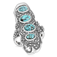 D'Joy Artisan Crafted Blue Moon Turquoise Ring in Black Oxidized Sterling Silver (Size 10.0) 2.80 ctw