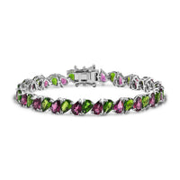 Chrome Diopside, Orissa Rhodolite Garnet Bracelet in Rhodium Over Sterling Silver (7.25 In) 19.90 ctw