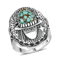D'Joy Artisan Crafted Blue Moon Turquoise Ring in Black Oxidized Sterling Silver (Size 10.0) 2.50 ctw