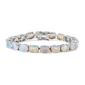 Premium Ethiopian Welo Opal 12.85 ctw Bracelet in Rhodium Over Sterling Silve (6.50 In) - Sticky add to cart bar