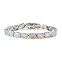 Premium Ethiopian Welo Opal 12.85 ctw Bracelet in Rhodium Over Sterling Silve (6.50 In)
