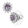 D'Joy Royal Lavender Spinel and White Zircon 1.30 ctw Floral Earrings in Rhodium Over Sterling Silver - Sticky add to cart bar