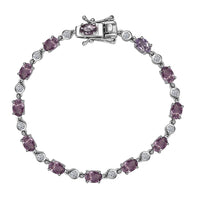 Premium Tanzanian Lavender Spinel, Luxuriant Lab Grown Diamond (G-H, SI) (0.58 cts) Bracelet in Rhodium Over Sterling Silver (6.50 In) 7.80 ctw
