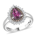 AAA Radiant Ember Garnet and Multi Gemstone 2.20 ctw Ring in Rhodium Over Sterling Silver - Sticky add to cart bar