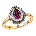 AAA Radiant Ember Garnet Natural Champagne and White Diamond (0.24 cts) Ring in 18K Vermeil YG Over Sterling Silver (Size 10.0) 1.10 ctw - Sticky add to cart bar
