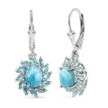 D'Joy Premium Larimar and Apatite 5.10 ctw Bloom Earrings in Rhodium Over Sterling Silver - Sticky add to cart bar