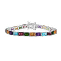 D'Joy Multi Gemstone 16.30 ctw Rainbow Bracelet in Rhodium Over Sterling Silver (6.50 In) - Sticky add to cart bar