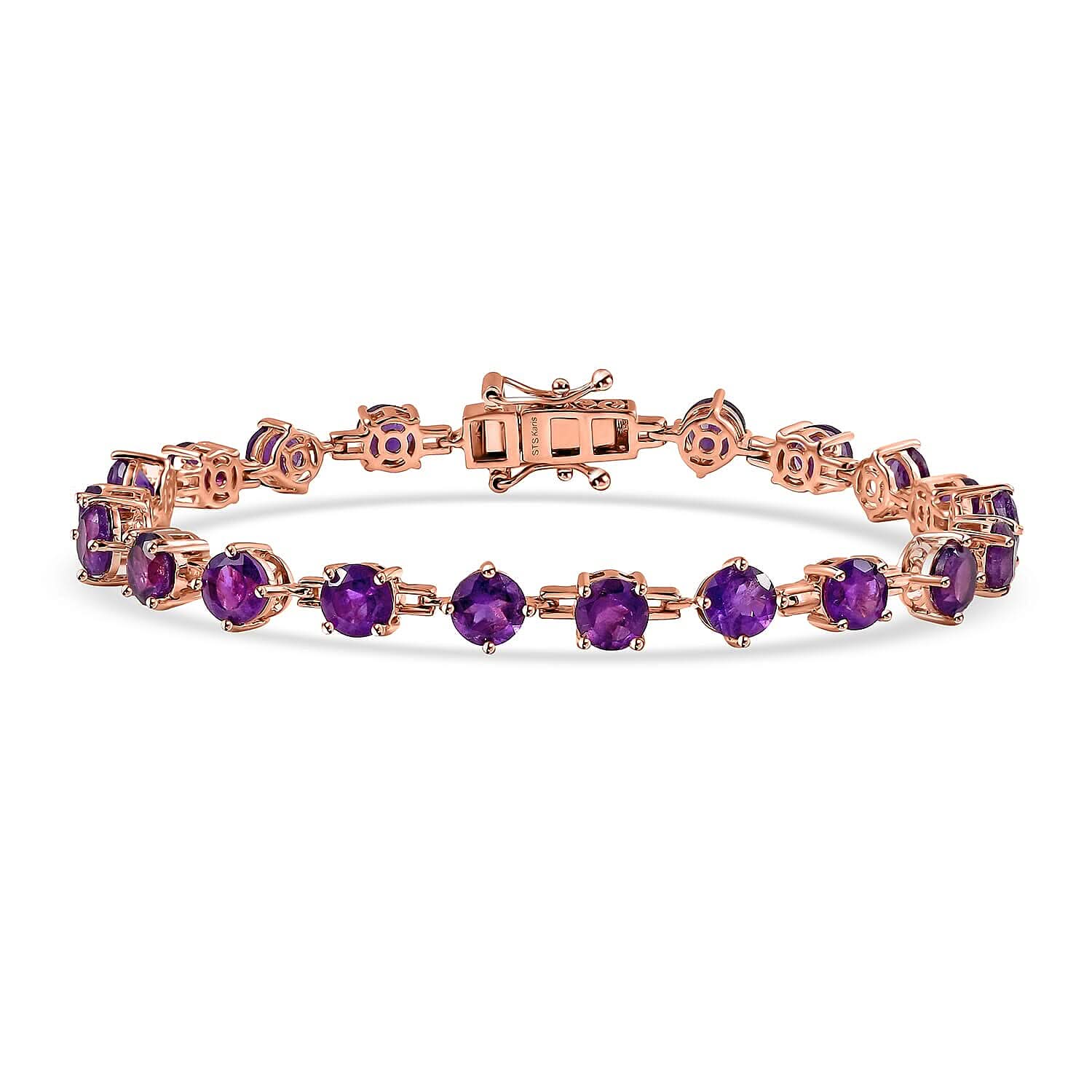 Karis African Amethyst Fancy Bracelet in 18K RG Plated (6.50 In) 8.60 ctw